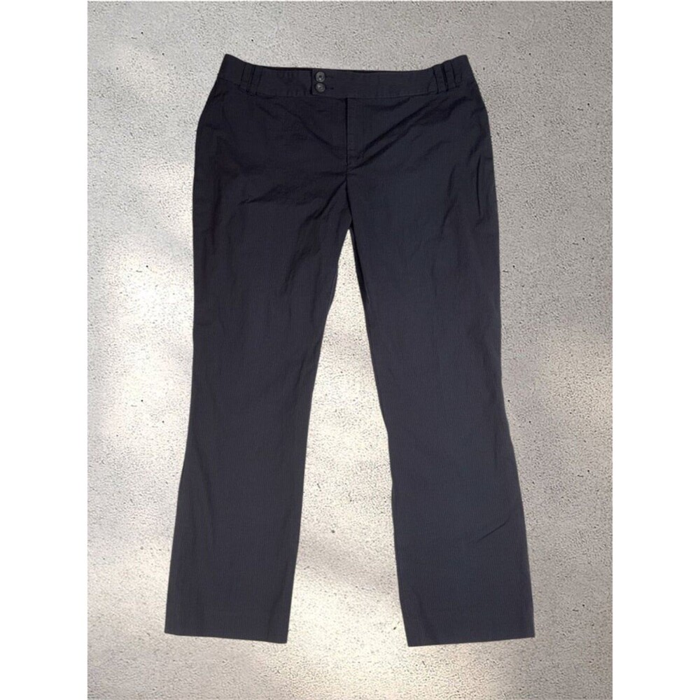 Banana Republic Contoured Fit Dress Pants Women's 14 Navy Pinstripe Work Stretch